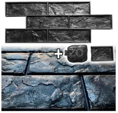 3pcs SET CRUSHED BRICK Concrete stamp RUBBER  texture stone Imprint mat - Image 1 of 4