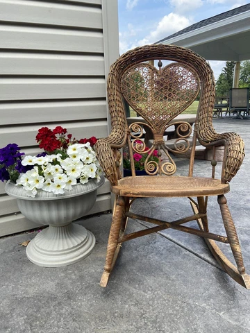 Antique Heywood Wakefield Victorian Wicker Ratan Rocking Chair Cover