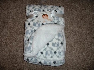 Blankets & Beyond Baby Elephant Sherpa Fleece Pink Blue and Gray Infant NWT VHTF - Picture 1 of 12