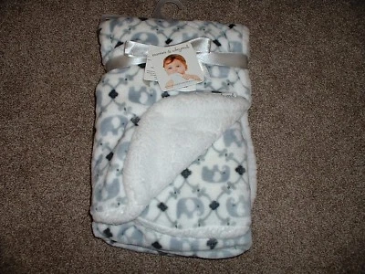 Blankets & Beyond Baby Elephant Sherpa Fleece Pink Blue and Gray Infant NWT VHTF - Image 1 of 4