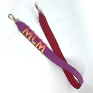 MCM Logo metal plate Shoulder strap Leather / suede purple/Gold - Picture 1 of 8