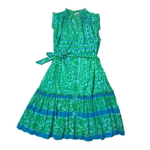 Lola Australia Sleeveless Tiered Green Belted Dress Size S - Picture 1 of 8