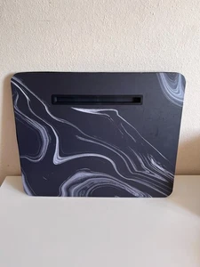 FRINGE black marble effect lap tray, tablet holder, padded velvet back & beads - Picture 1 of 7