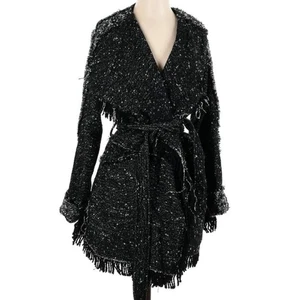 Free People Wool Tweed Fringe Wrap Jacket - Picture 1 of 7