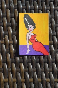 ACEO Original Art Card Mrs. Frankenstein not a print - Imagen 1 de 3