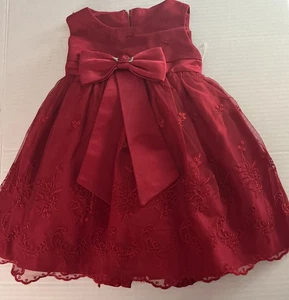 Princess Faith Floral Lace Toddler Dress Beautiful Red Dress 18 M Christmas - Bild 1 von 11