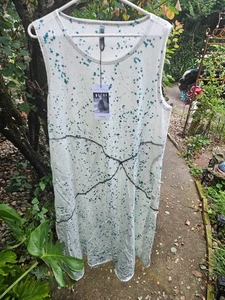 INCREÍBLE VESTIDO MAXI MIDI SALPICADO MARINO LÍNEA A CYNTHIA ASHBY NUEVO CON ETIQUETAS PARA MUJER L - Imagen 1 de 4