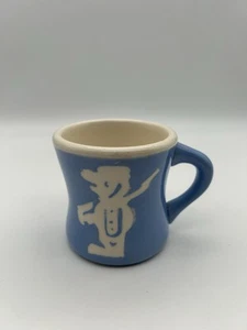 Vintage Parker Pottery Small Blue Mug Soldier Elephant 3 inches - Picture 1 of 6