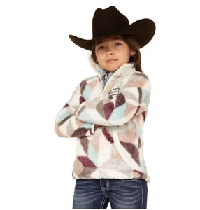 HOOEY Geo Print Fleece Pullover 1/4 Zip HFP006CRPR-Y Girls XL SUPER SOFT - Picture 1 of 14
