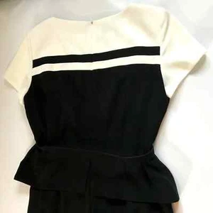 Vestido Jones New York Talla 10 Blanco y Negro Manga Corta Clásico Femenino Cinturón - Imagen 1 de 12