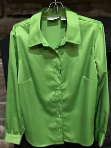 Womens Long Sleeve Silk Shirt Office Ladies Button-down Blouse Work Tops - Picture 1 of 4