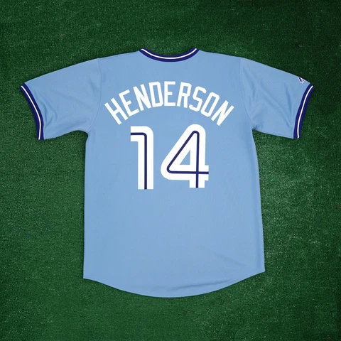 Rickey Henderson Toronto Blue Jays Blue Cooperstown Throwback Men's Jersey Cover