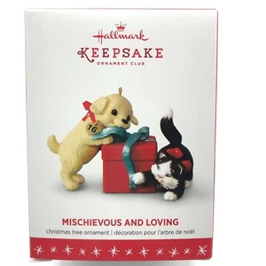 Hallmark Ornament 2016 MISCHIEVOUS AND LOVING Dog Cat Member Exclusive NEW - Picture 1 of 1