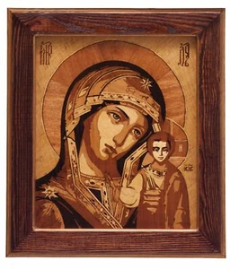 Madre di Dio icona cristiana ortodossa bizantina su legno Vergine Maria di Kazan - Foto 1 di 9
