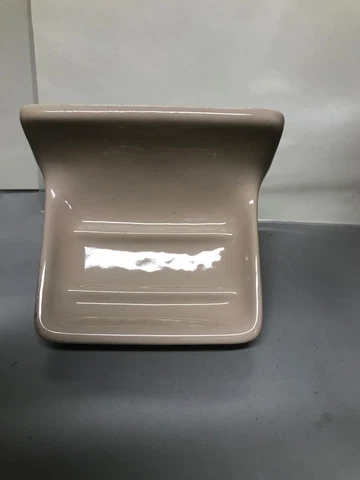 VTG Mid Century 5" Beige Bathroom Accessory Porcelain Ceramic Glossy Soap Dish Cover