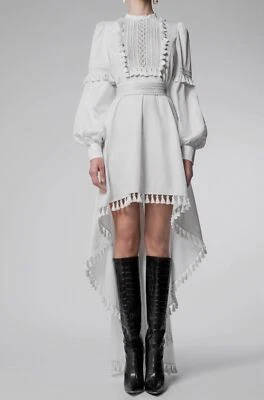 $2268 Andrew GN Women's White Long Sleeve Fringe Cotton Dress Size FR 40/US 8 - Image 1 of 4