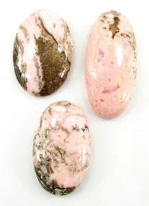 182.90 Ct Natural Pink Rhodochrosite Loose Gem 33-41 mm Cab Stone 3 Pcs Lot-1515 - Picture 1 of 2