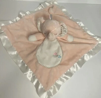Pink Elephant Lovey Security Blanket Satin Edge SOFT Douglas Baby Plush 15”x15” - Image 1 of 4
