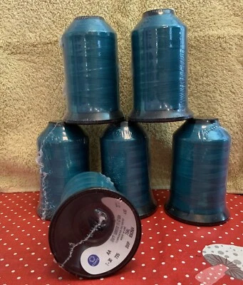 Coats Emb Thread Lubed Polyester Teal NEW Lot Of 6 See Label For Info - Image 1 of 4