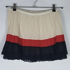 Zara Accordion Pleated Mini Skirt Women Flowy Striped Built In Shorts Size 28 - Picture 1 of 5