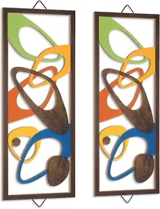 2 Stück Mid Century Wandbilder Mid Century Modern Deko Eleganz Wandakzente Holz A - Bild 1 von 3