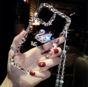 Do iPhone 7/8 X/XS XR 11 12 13 14 15 Case Etui ochronne Cover Łabędź Stras - Zdjęcie 1 z 6