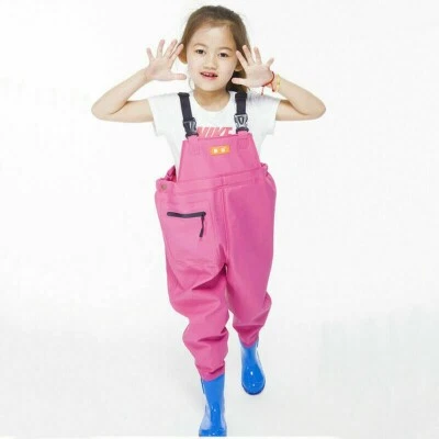 Kids Chlidren Chest Waders PVC Waterproof Pants waders Ourdoor Play Fishing Wear - Image 1 of 4