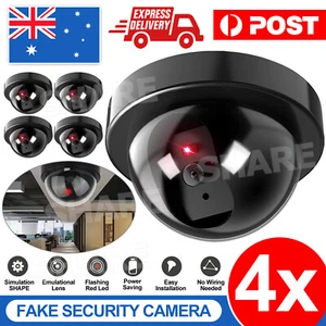 4x Dummy Fake Security Camera Home Surveillance CCTV Dome Imitation LED Flashing - Picture 1 of 10