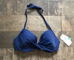 Island Waves Crossover-Bikini Schwimmen Oberteil Neckholder blau/marine Größe 8 neu mit Etikett - Bild 1 von 4