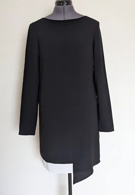 Vestido Tibi Shift Blanco y Negro Manga Larga Cintura Caída Talla Mínima 4 EE. UU. / 8 Reino Unido Foto 1 de 4