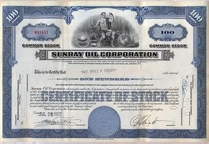 Certificado de acciones de Sunray Oil Company Gas DX - Imagen 1 de 1