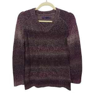 Suéter Prana Mujer Talla S Pullover Tejido con Cable Cuello en V Manga Larga Top Púrpura - Imagen 1 de 8