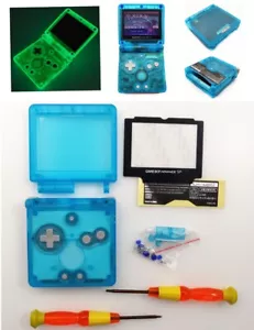 Glow In The Dark Clear Blue Shell Housing Case For Game Boy Advance SP GBA SP - Picture 1 of 8