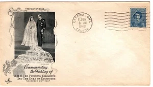 PRINCESS ELIZABETH AND PHILIP 1948 Royal Wedding Cachet Canada #276 4¢ - Picture 1 of 2