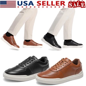 Mens Fashion Sneakers Pu Leather Black Casual Shoes Walking Shoes Size 8-13 - Picture 1 of 26