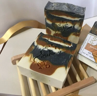 Neem Oil and Turmeric Soap w/Activated Charcoal | Dry Skin Relief | Detox Soap - Image 1 of 2