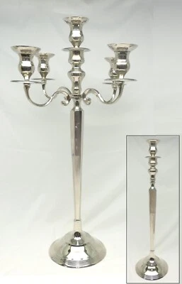 Elegante vintage de 2,5 pies (T) 5 luces niquelado? Candelabro Candelabro Foto 1 de 4