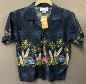 Vintage Pacific Legend Hawaiian Button Up Shirt Surf Boards USA Youth 16 - Picture 1 of 9