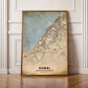 Dubai City Map Wall Art Print  Modern Home Decor Framed Poster - Picture 1 of 7