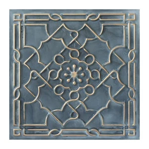 Piastrelle da soffitto in latta modello vintage pannelli da parete sospesi PL09 oro fumè 10 pezzi - Foto 1 di 22