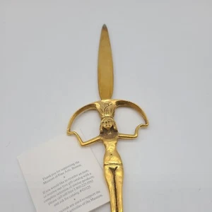 Letter Opener Papyrus Girl Gold-Plated Museum of Fine Art Egyptian Motif  - Picture 1 of 16