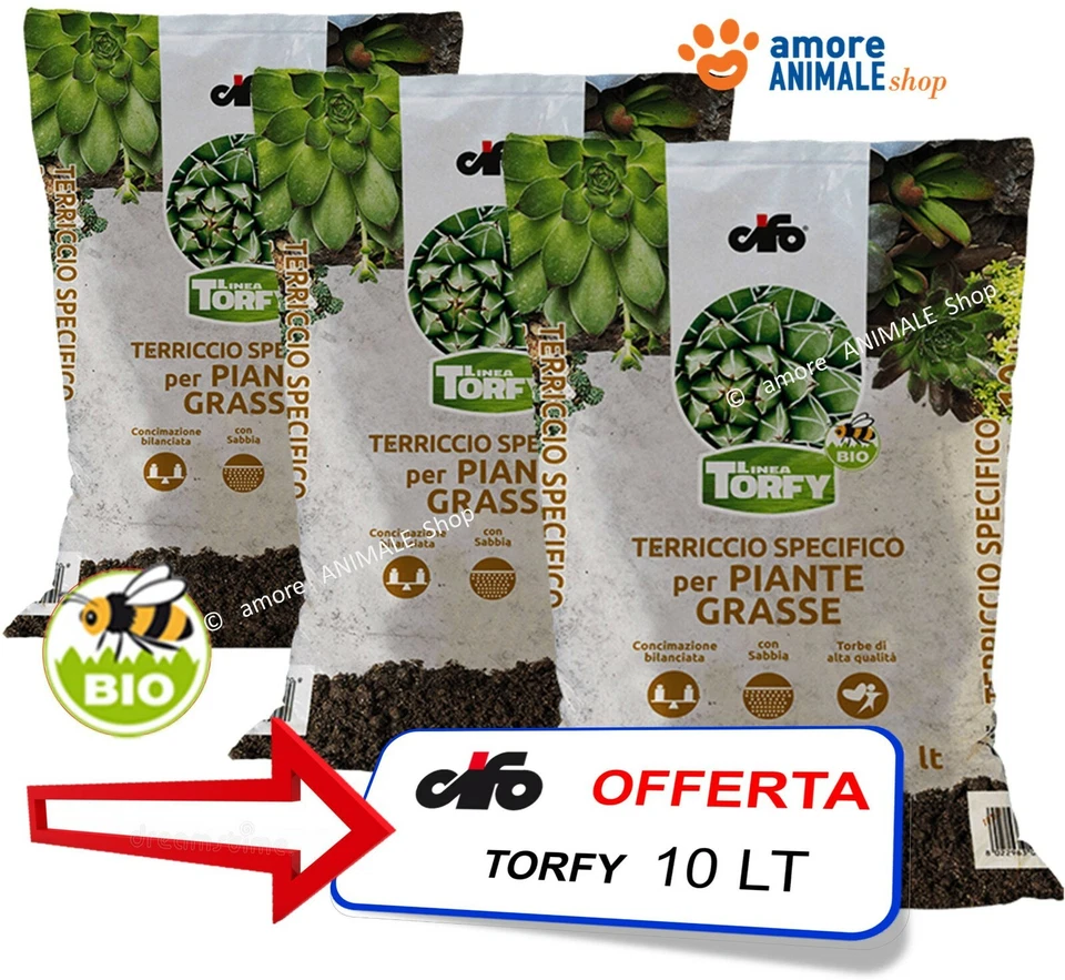 Cifo Torfy TERRICCIO Specifico PIANTE GRASSE 10 Lt - Cactus, Succulente Kakteen