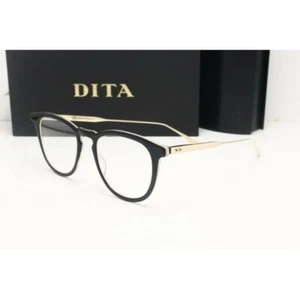 Dita Falson 0TX105 Oval Black Gold Eyeglasses Demo Lenses 52mm - Picture 1 of 6