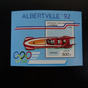 Congo Bloque Hoja Nº 45 Juegos Olímpicos Alberville 1989 Nuevo Sello Lujo - Imagen 1 de 2