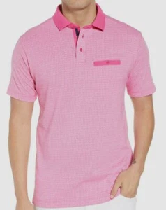 $199 Tailorbyrd Mens Regular-Fit Pink Short-Sleeve Diamond Jacquard Polo Shirt S - Picture 1 of 6