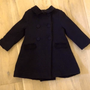 Jacadi Girls Black wool coat with velvet details - Picture 1 of 4