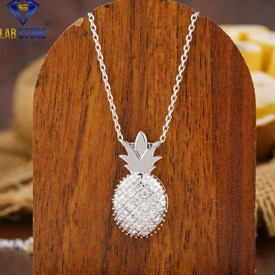 0.43 TDW Round Lab Grown Diamond Simple Pendant 18k White Gold - Image 1 of 4