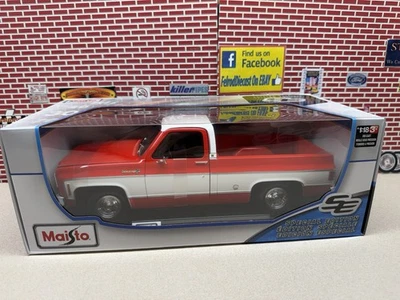 C10 Cheyenne 1974 súper camioneta pick-up roja y blanca C10 carrocería cuadrada 1/18 MAISTO EX Foto 1 de 4
