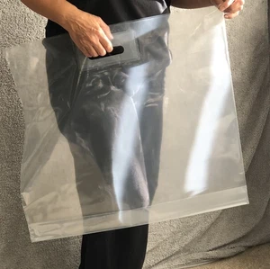 100 große durchsichtige Tragetaschen 23 x 21 Zoll Kunststoff starker Griff Geschenk Einzelhandel usw. - Bild 1 von 5