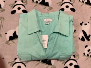 Camisa Croft & Barrow para mujer talla grande 3X verde con botones manga 3/4 lengüeta enrollable - Imagen 1 de 10